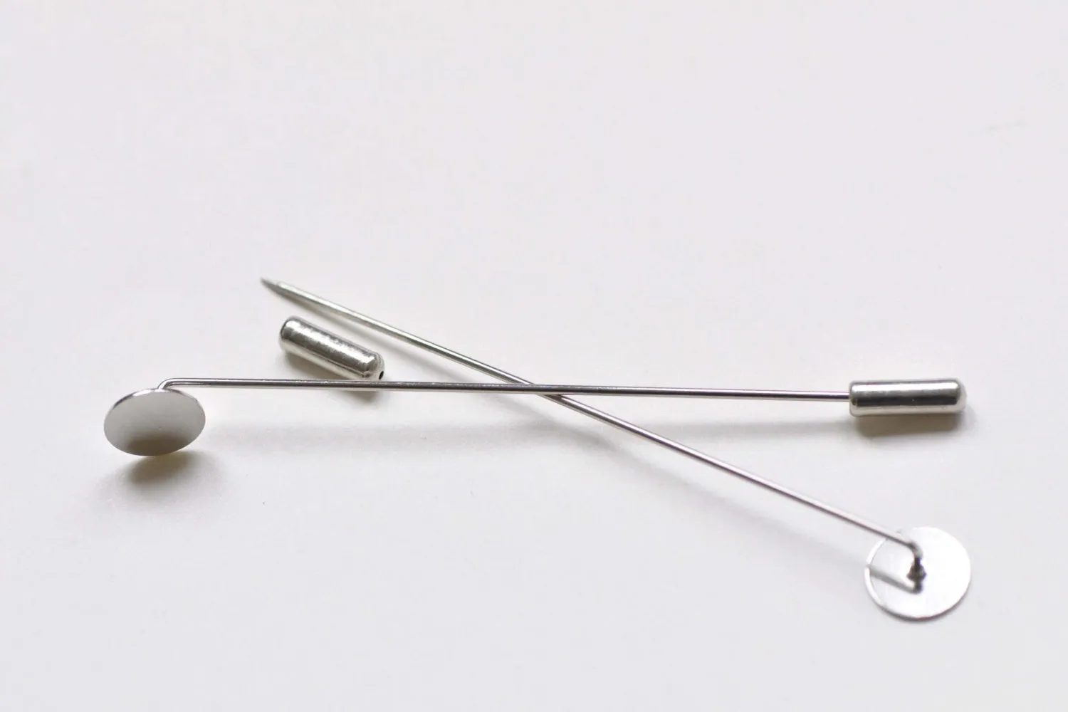 Long Platinum Stick Lapel Pins With 10mm Pad Set of 10 A8424