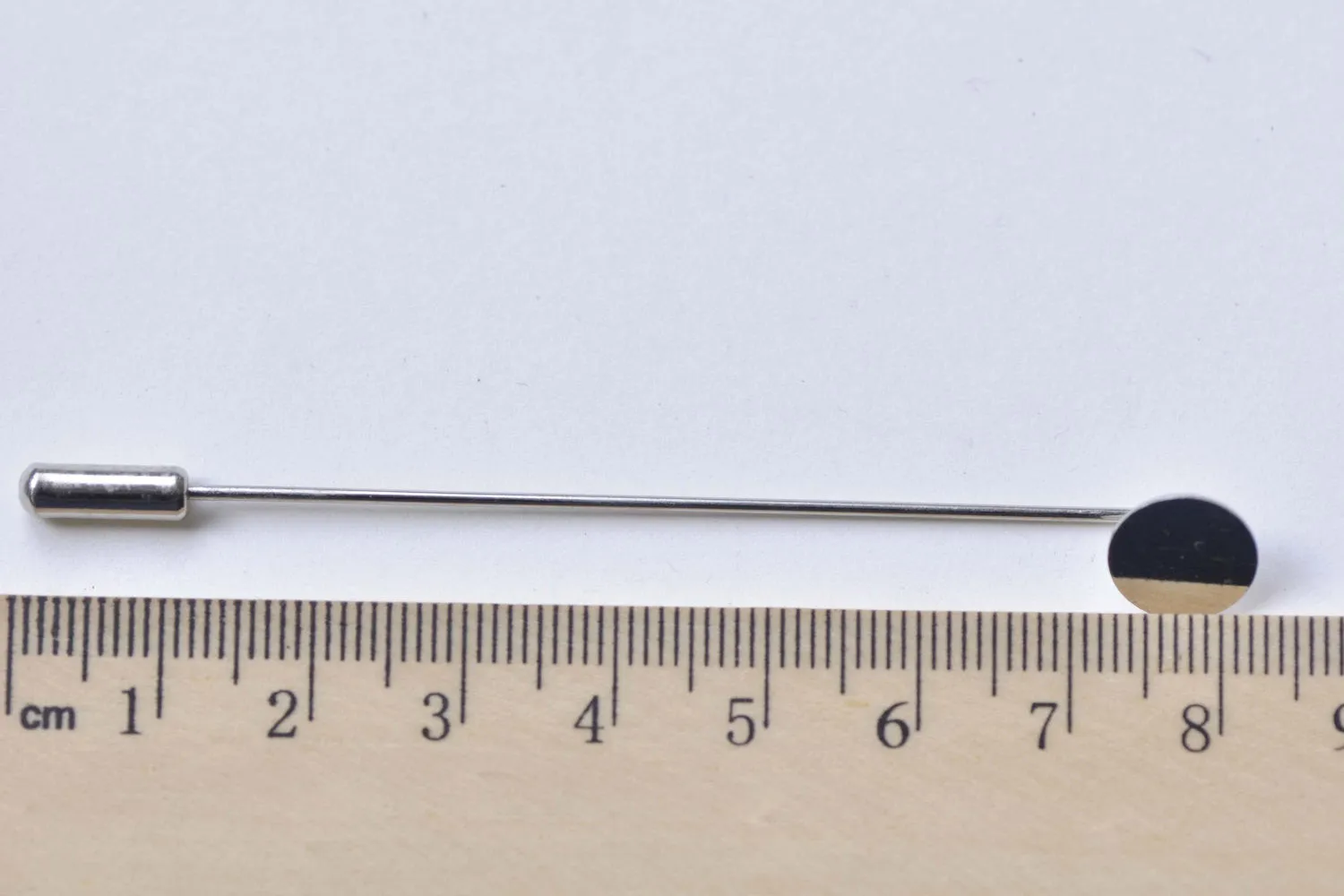 Long Platinum Stick Lapel Pins With 10mm Pad Set of 10 A8424