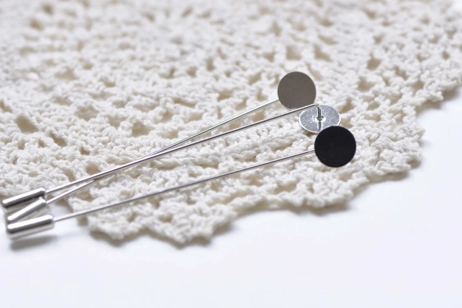Long Platinum Stick Lapel Pins With 10mm Pad Set of 10 A8424