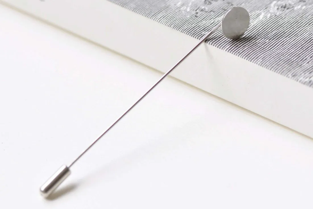 Long Platinum Stick Lapel Pins With 10mm Pad Set of 10 A8424