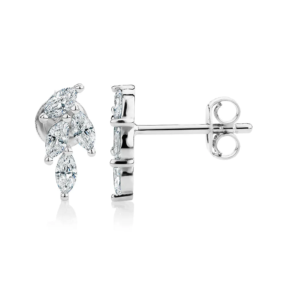 Marquise climber earrings in sterling silver
