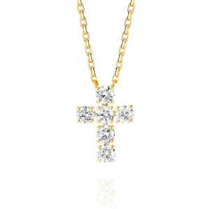 Medium Diamond Cross Pendant Yellow Gold