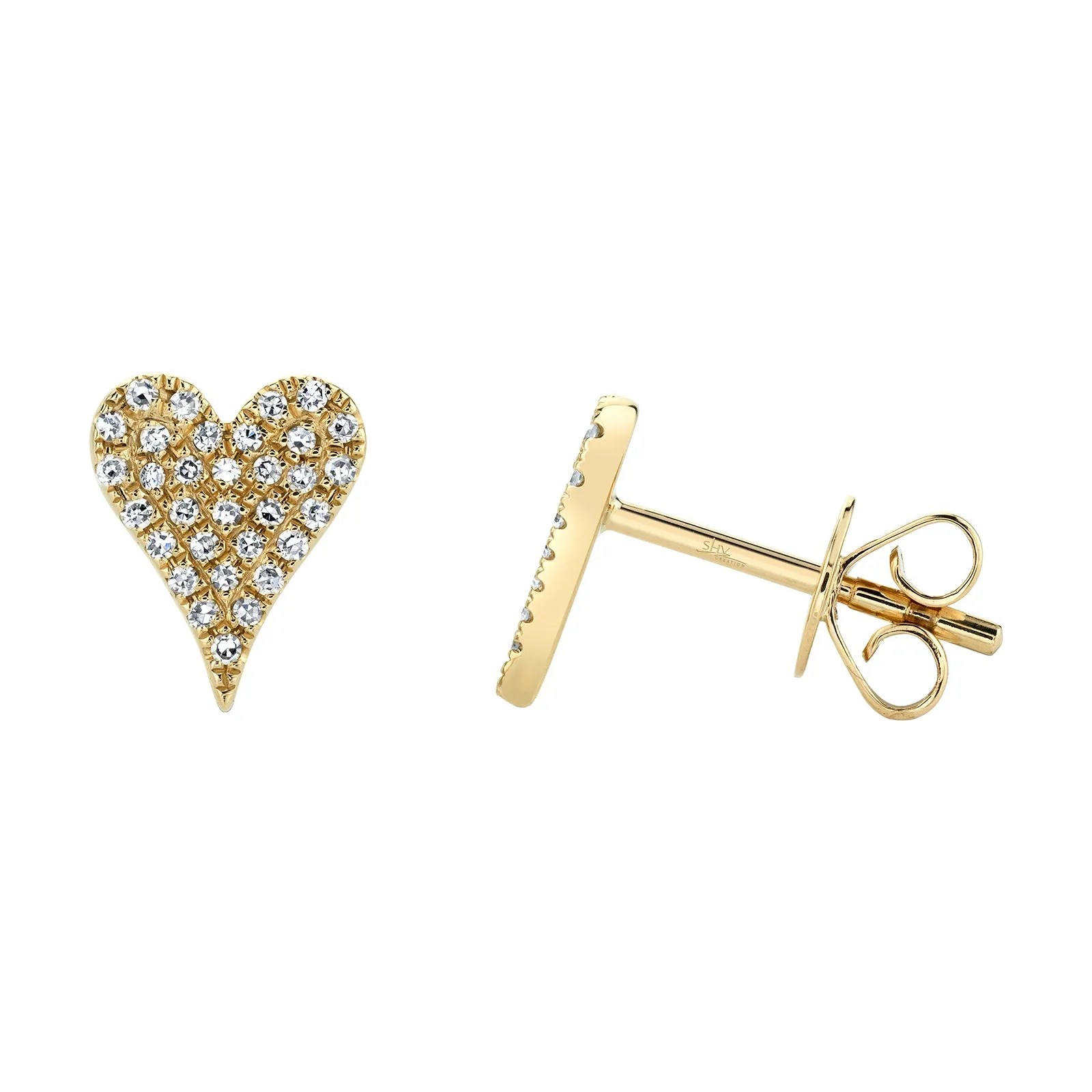 Medium Diamond Pav?? Heart Stud Earrings