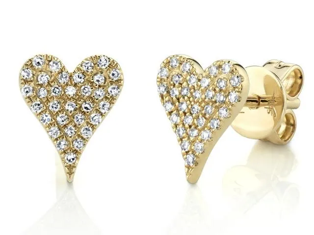 Medium Diamond Pav?? Heart Stud Earrings