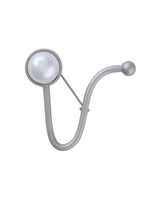 Mesmerizing Matte Silver Pearl Brooch Pin