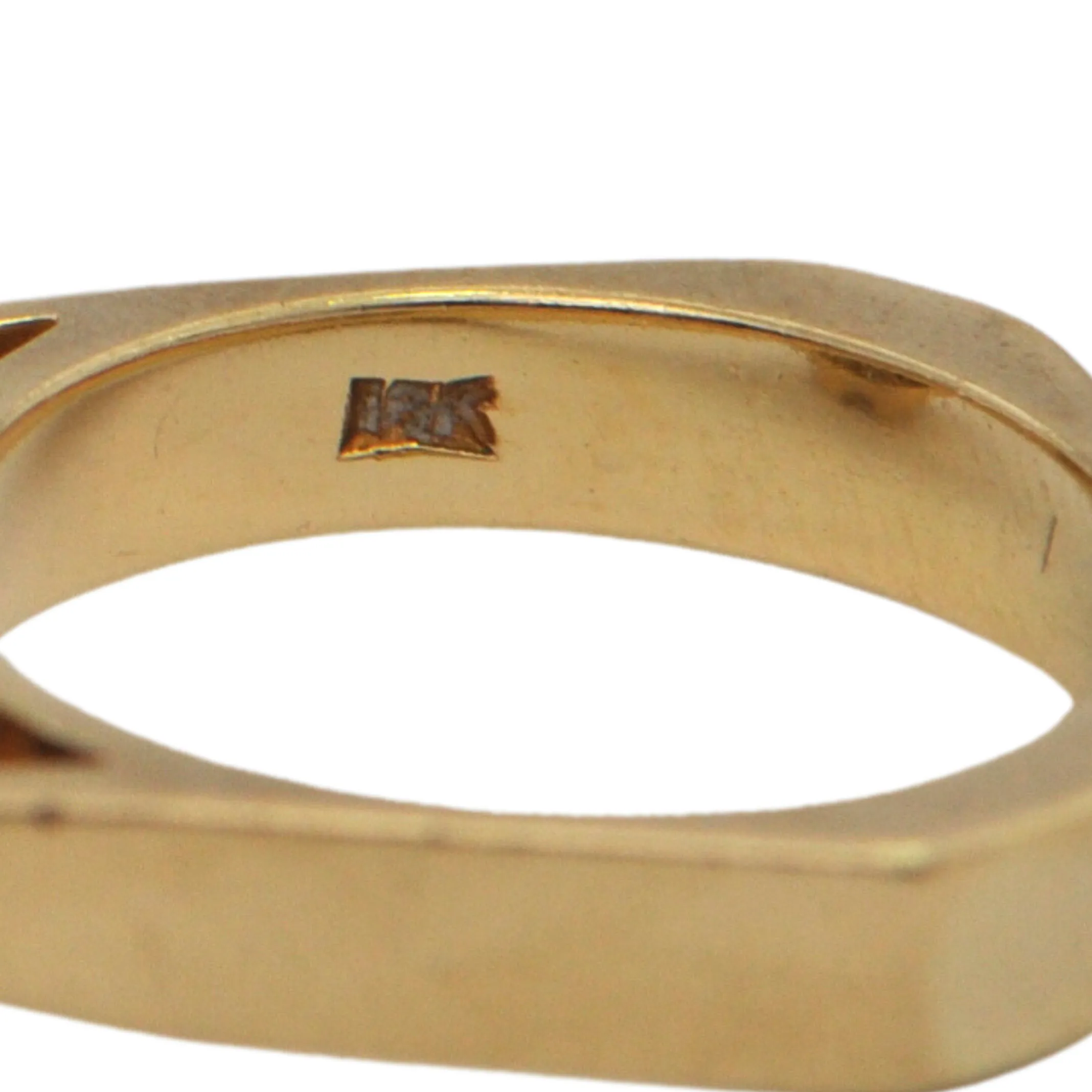 Mid-Century Brutalist Diamond 18k Yellow Gold Ring