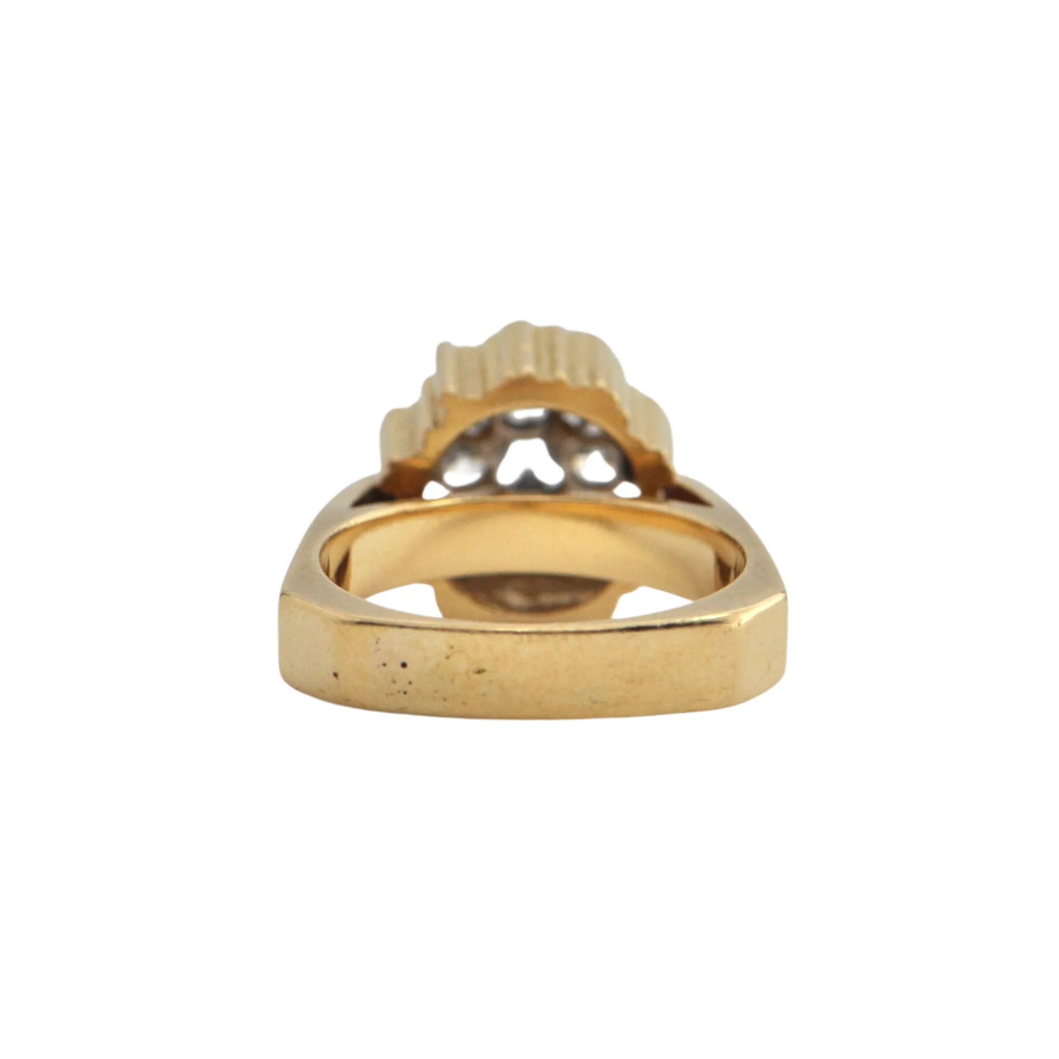 Mid-Century Brutalist Diamond 18k Yellow Gold Ring