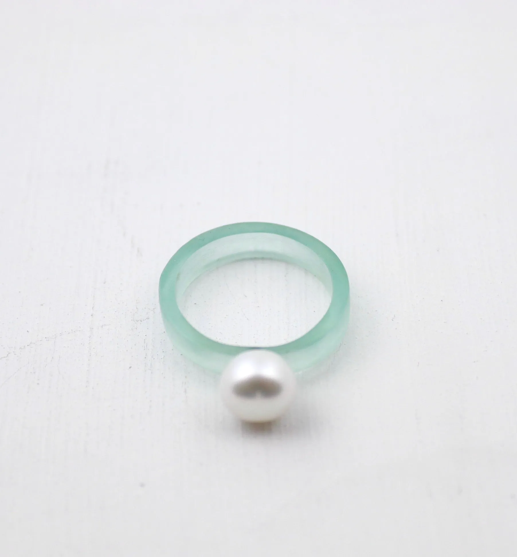 Mod Stackable Pearl Ring with Light Teal Acrylic