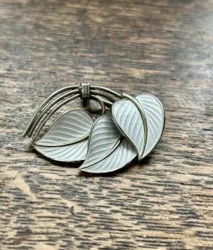 Modern Mid Century Norwegian Hans Myhre 1960??s Sterling Silver Enamel Modernist Leaf Brooch
