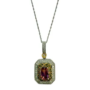 Morganite and Diamond Pendant Necklace
