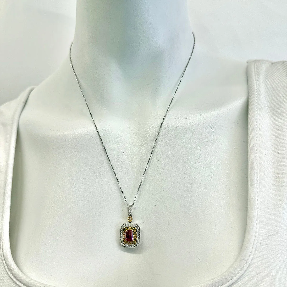Morganite and Diamond Pendant Necklace