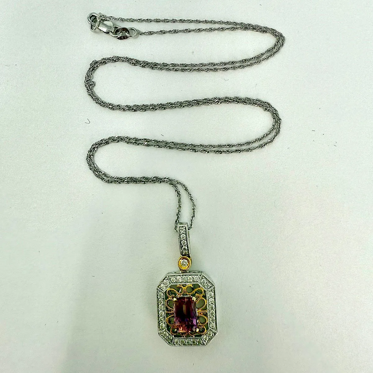 Morganite and Diamond Pendant Necklace