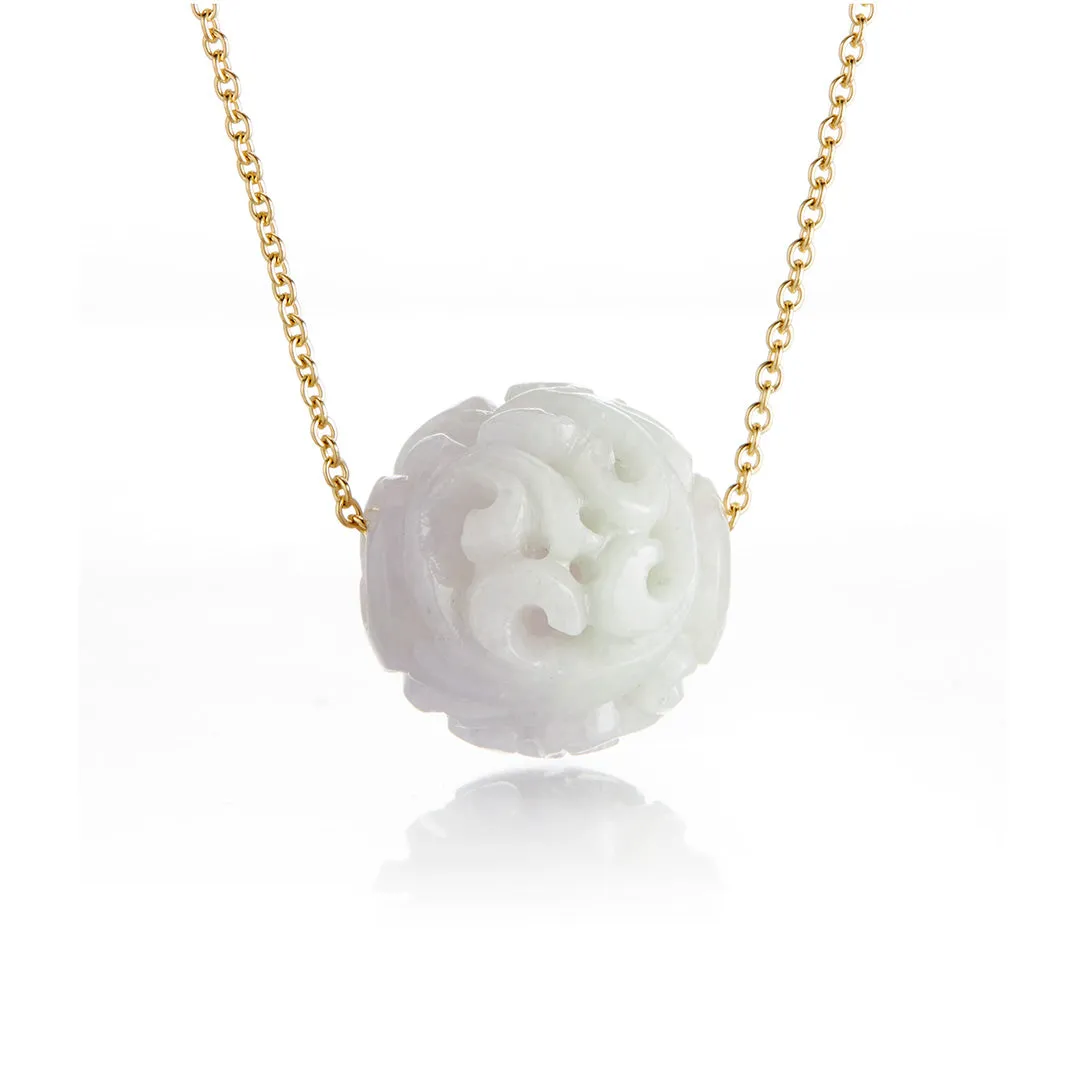Mottled Lavender Jade Dragon Ball Pendant Necklace