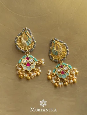 Multicolor Gold Plated Mishr Earrings - MR-E108M