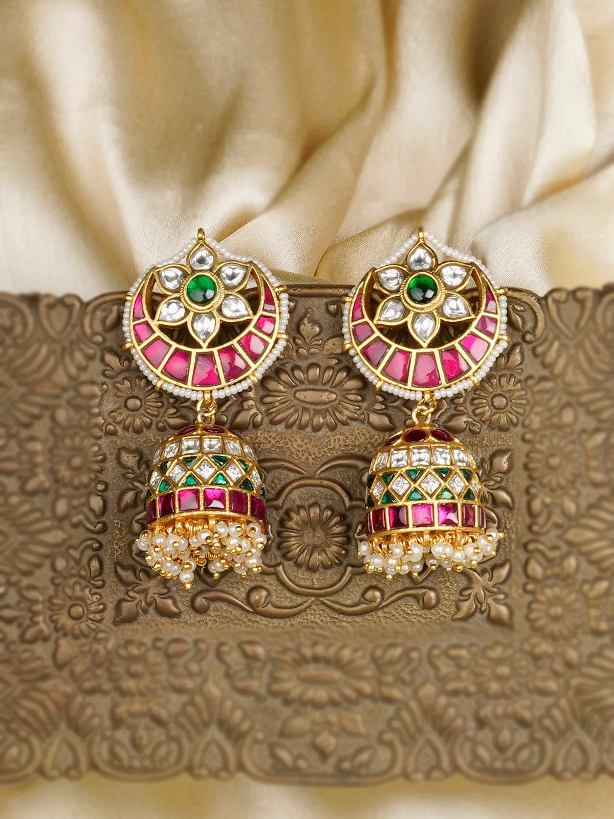 Multicolor Gold Plated Mishr Earrings - MR-E139M