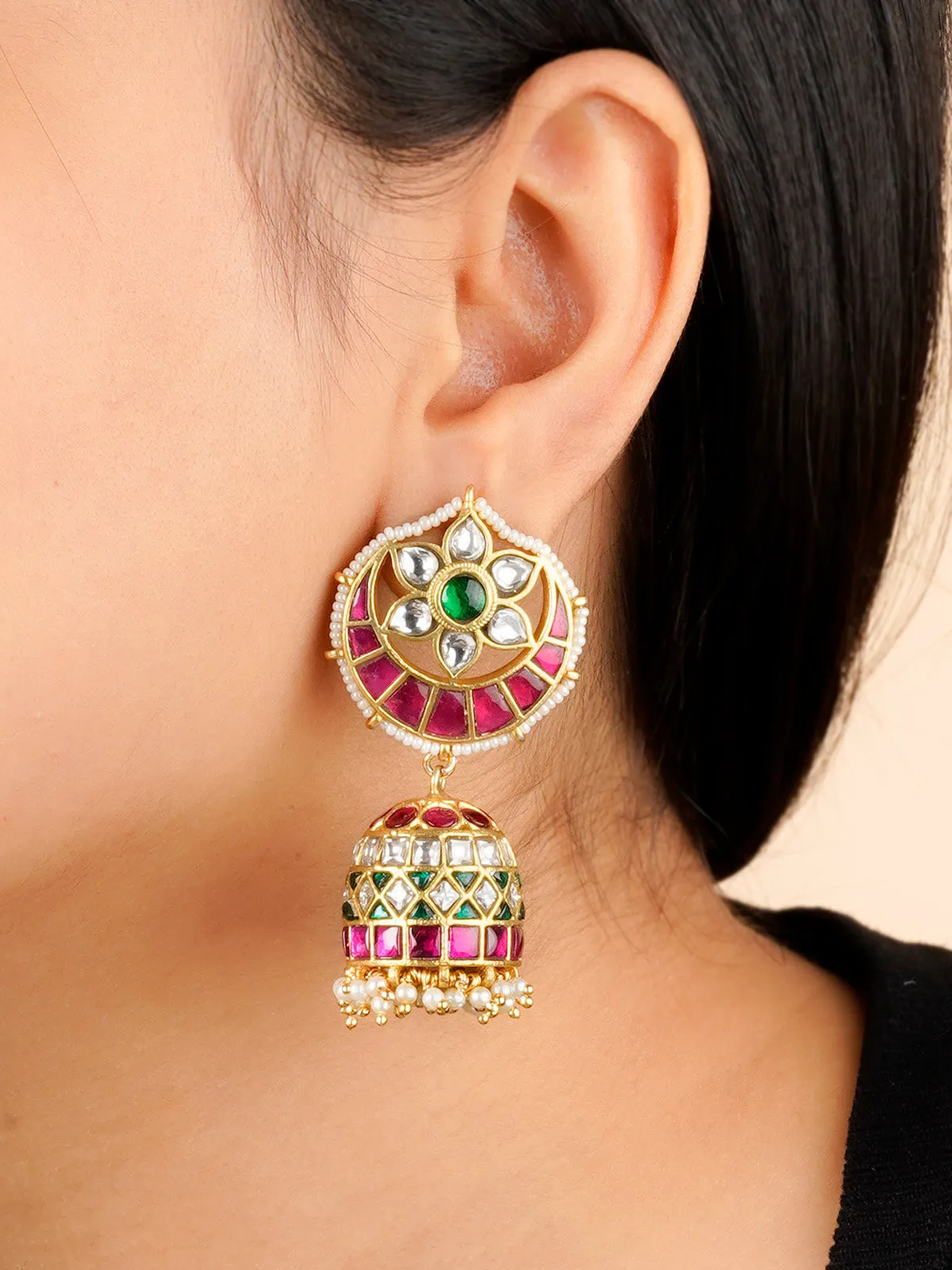 Multicolor Gold Plated Mishr Earrings - MR-E139M