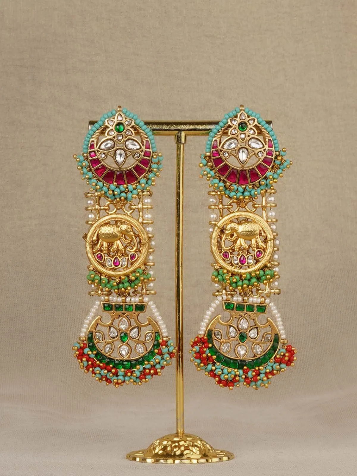 Multicolor Gold Plated Mishr Earrings - MR-E300M