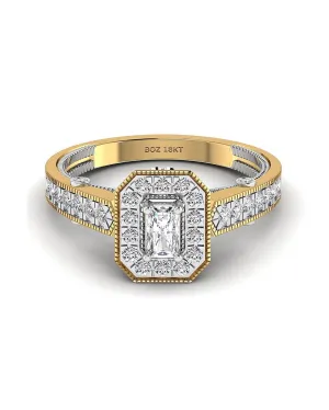 Nala Radiant Natural Diamond Engagement Ring in 18K Gold