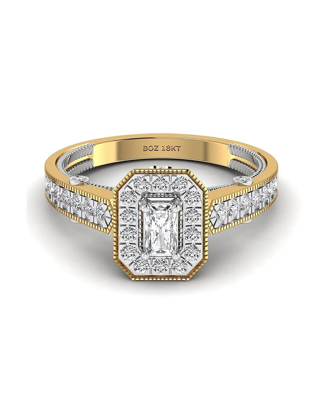 Nala Radiant Natural Diamond Engagement Ring in 18K Gold