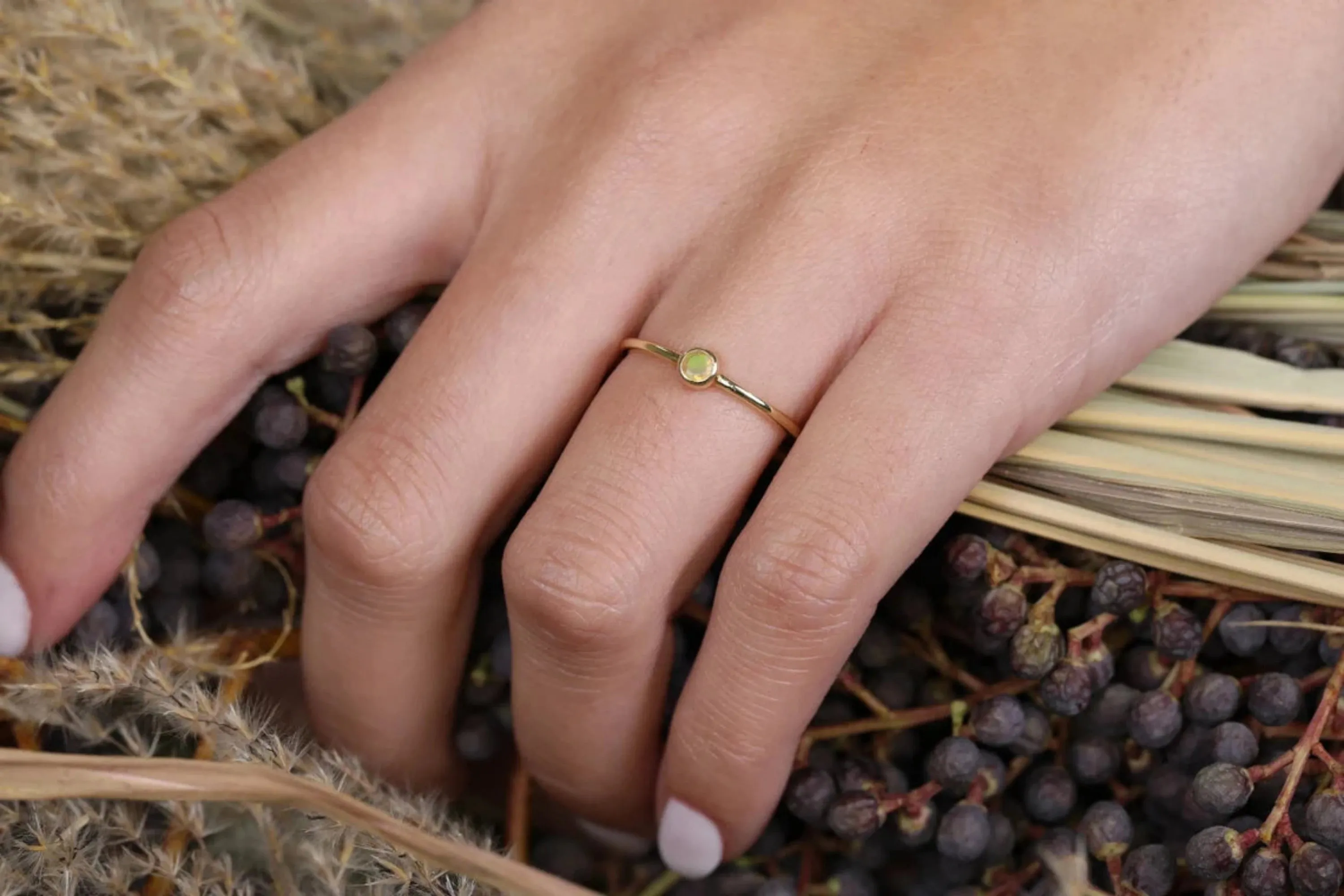 Natural Opal Bezel Ring, Vienna