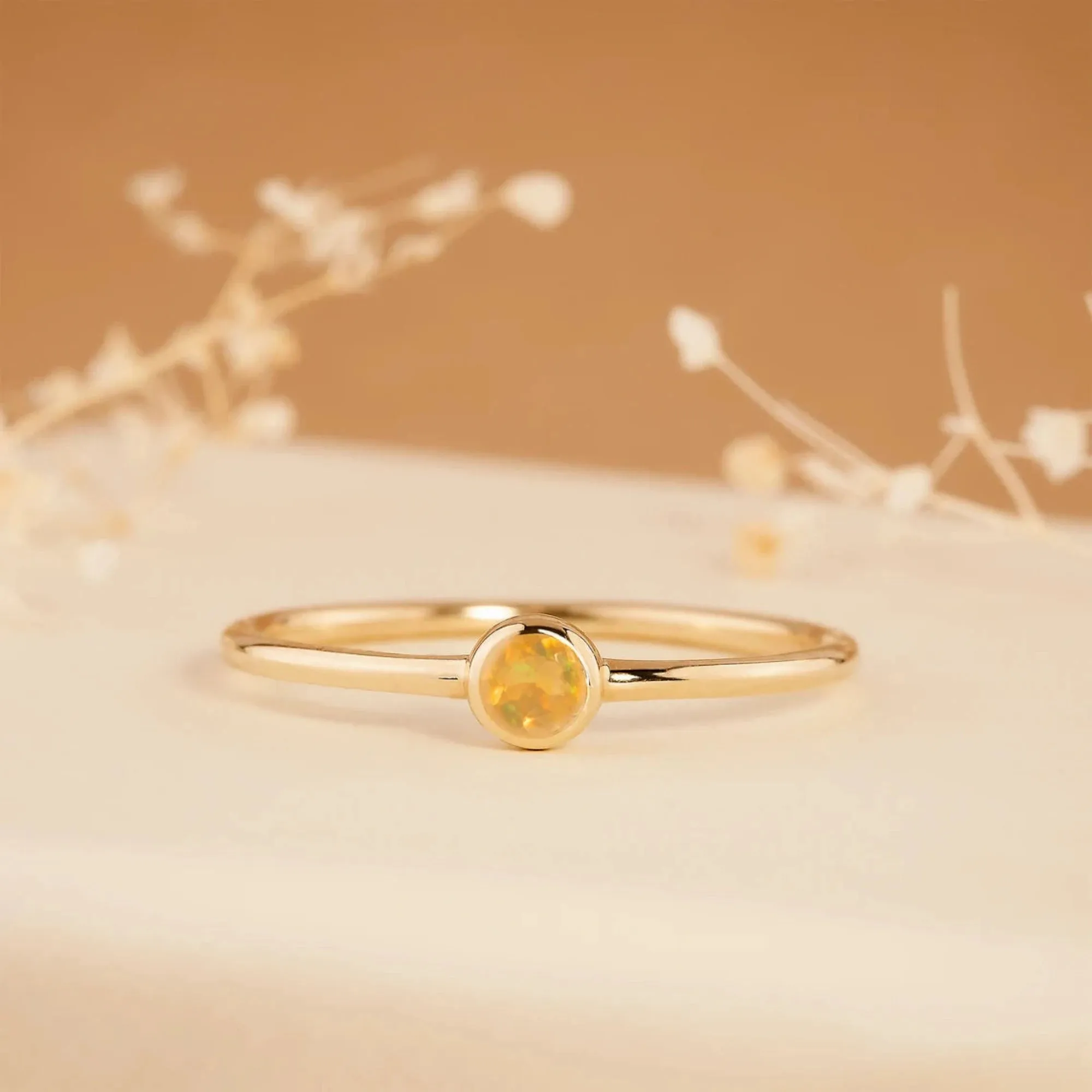 Natural Opal Bezel Ring, Vienna