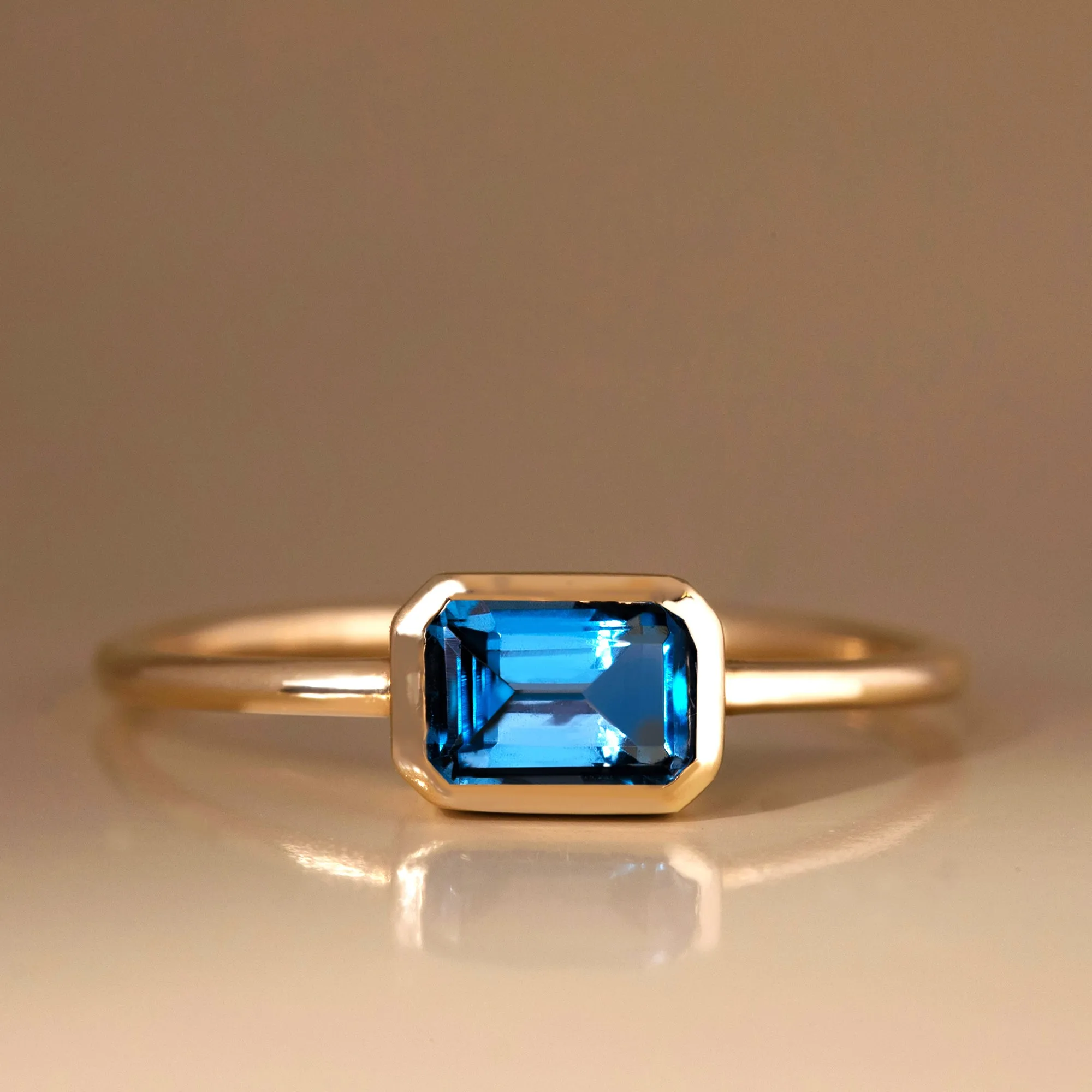Octagon Blue Topaz Ring, Luisa