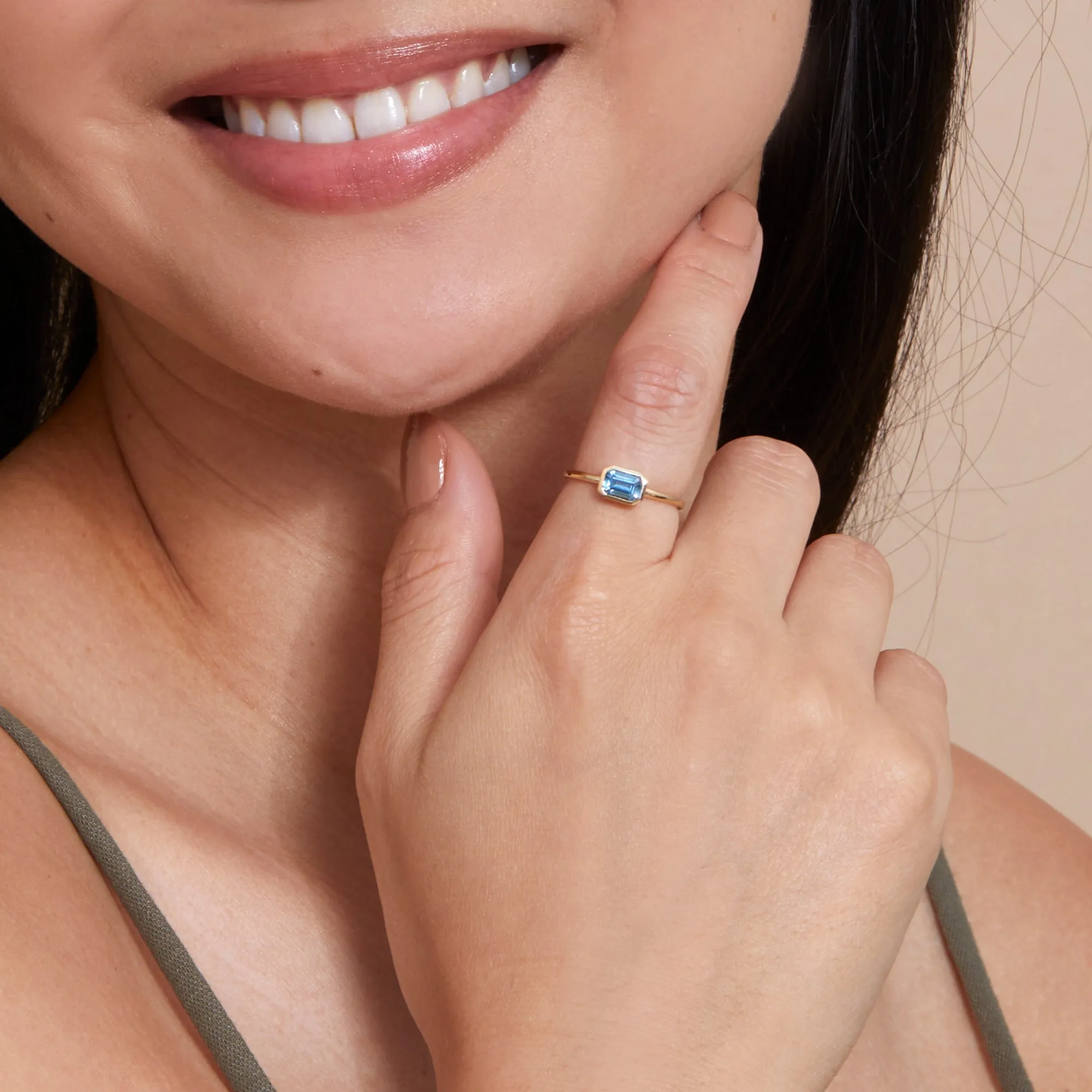 Octagon Blue Topaz Ring, Luisa