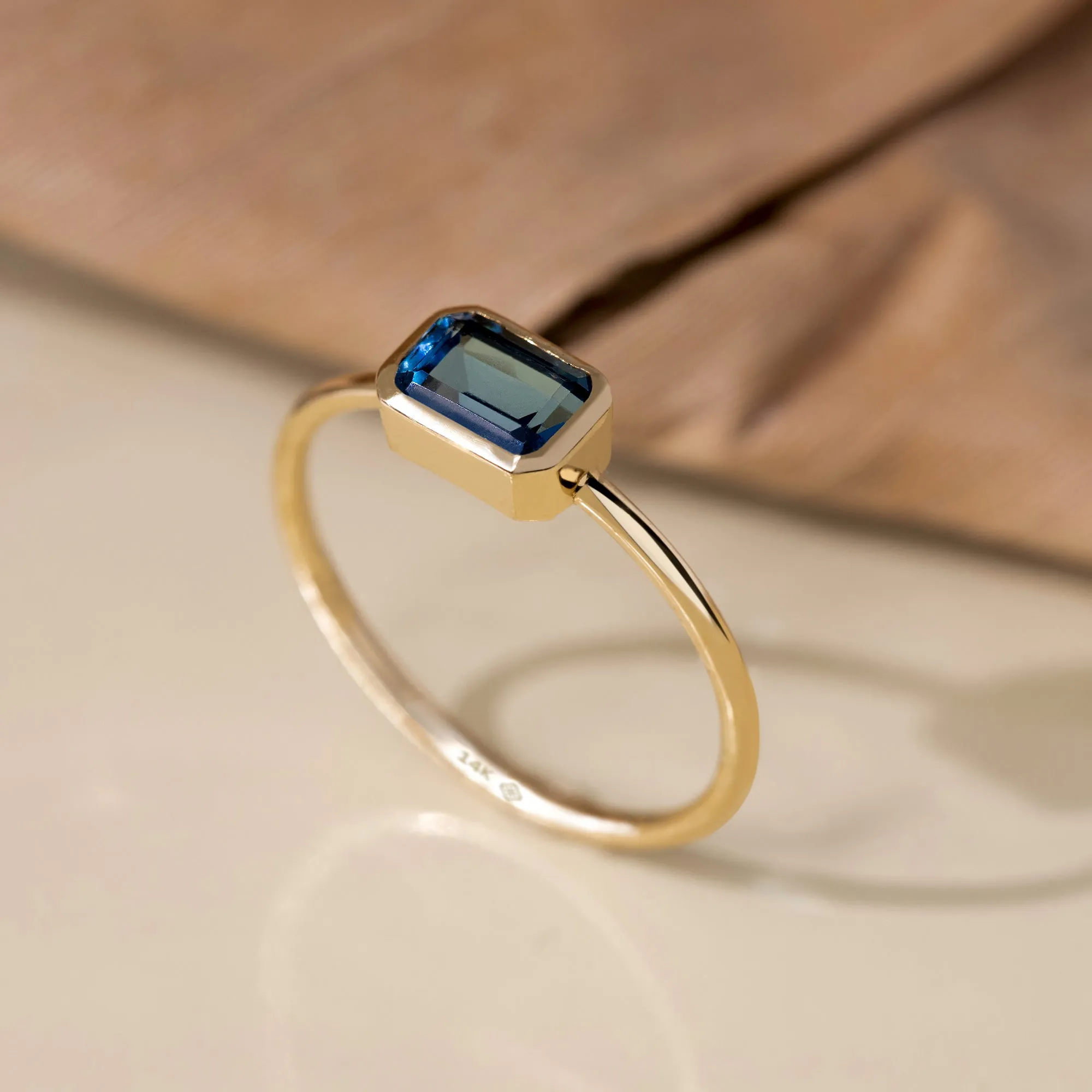 Octagon Blue Topaz Ring, Luisa