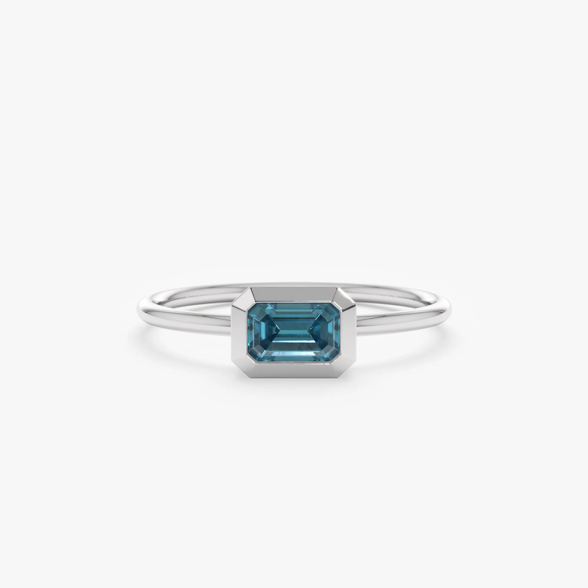 Octagon Blue Topaz Ring, Luisa