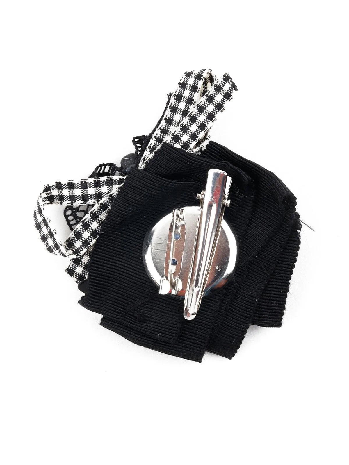Odette Women Black Ribbon Brooch