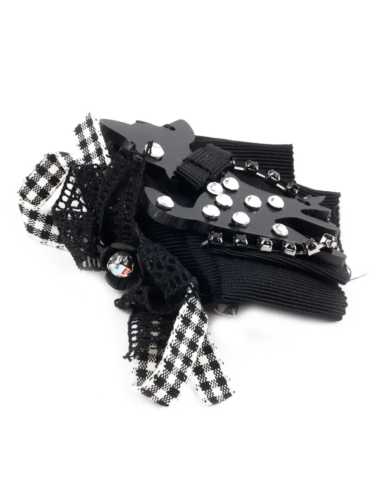 Odette Women Black Ribbon Brooch