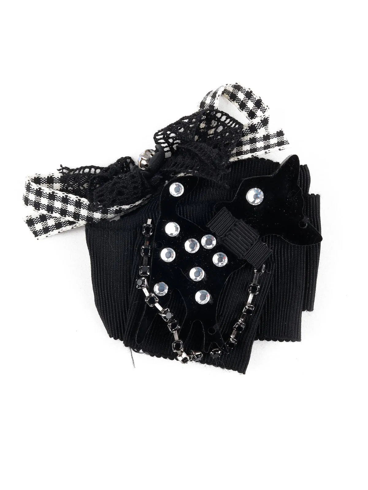 Odette Women Black Ribbon Brooch