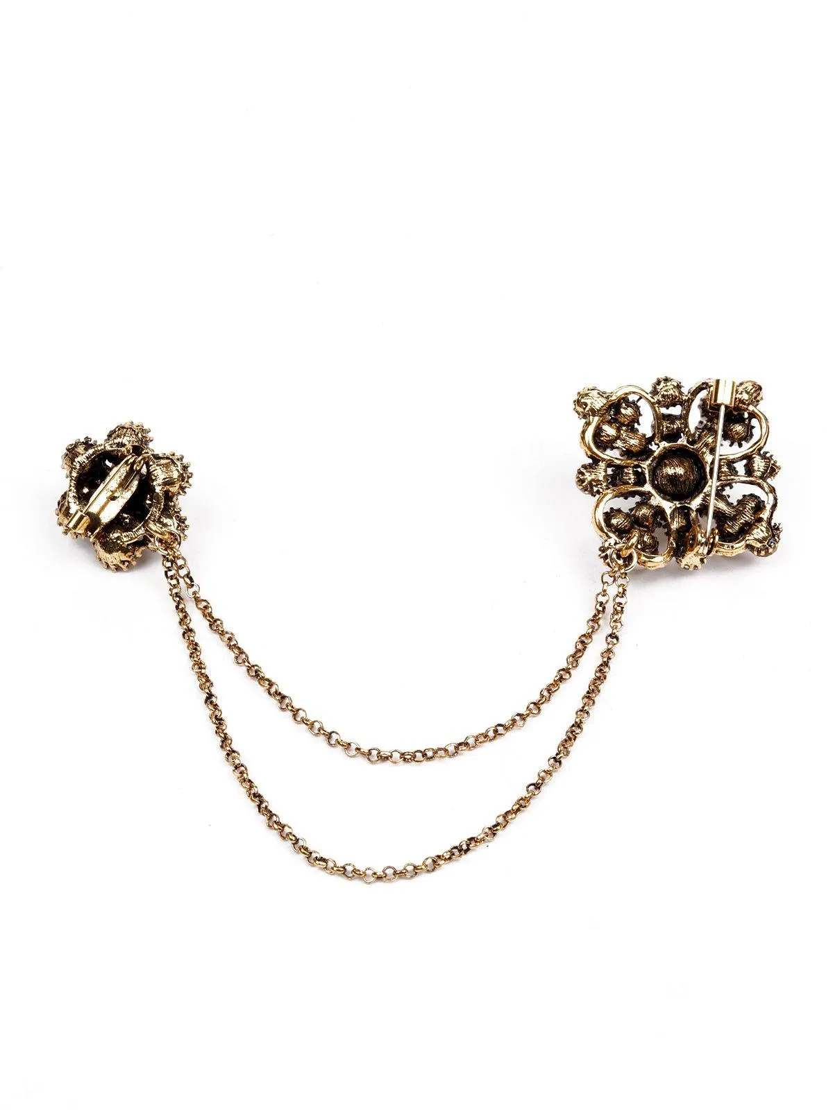 Odette Women White Metal Floral Brooch