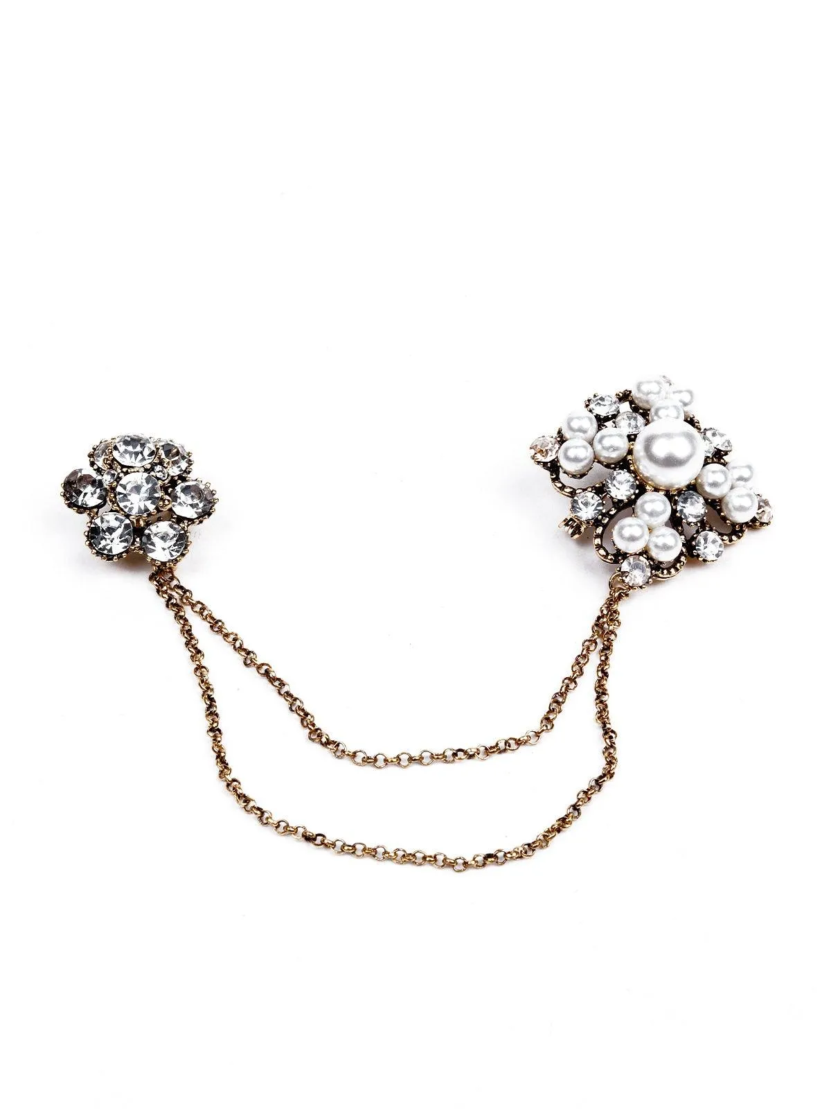 Odette Women White Metal Floral Brooch