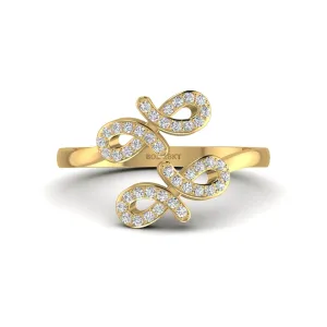 Oiza Infinie Cuff Pave Diamond Ring in 18K Gold
