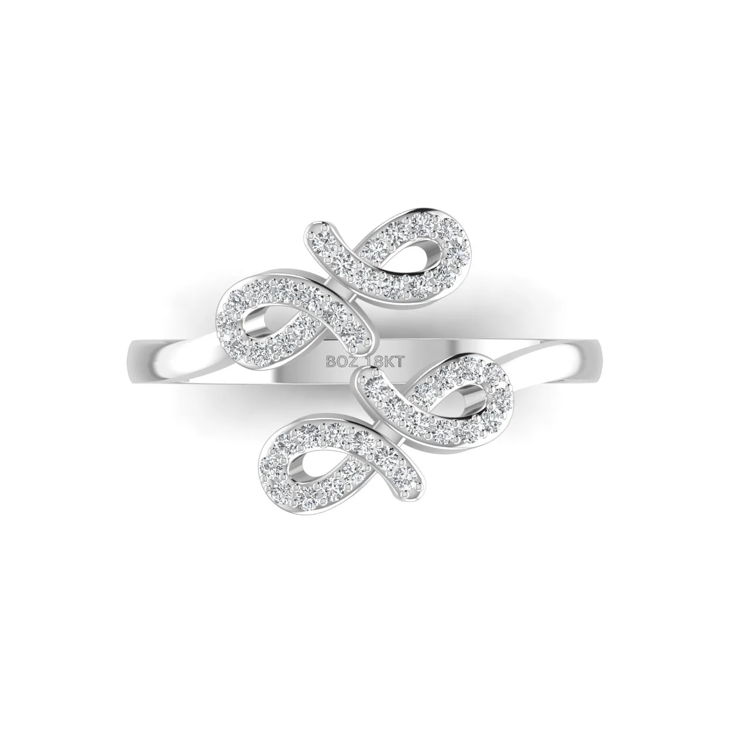 Oiza Infinie Cuff Pave Diamond Ring in 18K Gold