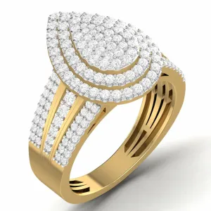 Omoni Pear Cut Natural Diamond Cluster Engagement Ring in 18K Gold