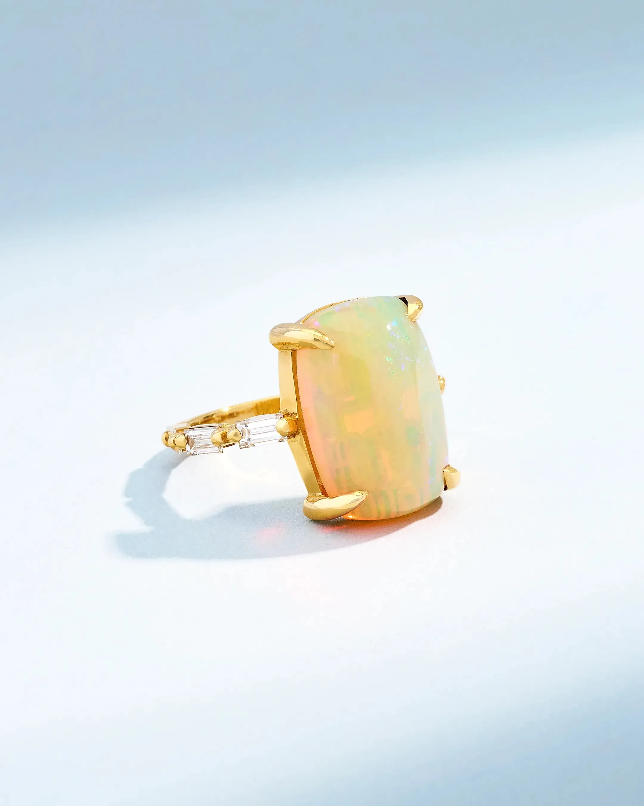 One of a Kind Cushion Cabochon Ethiopian Opal Ring
