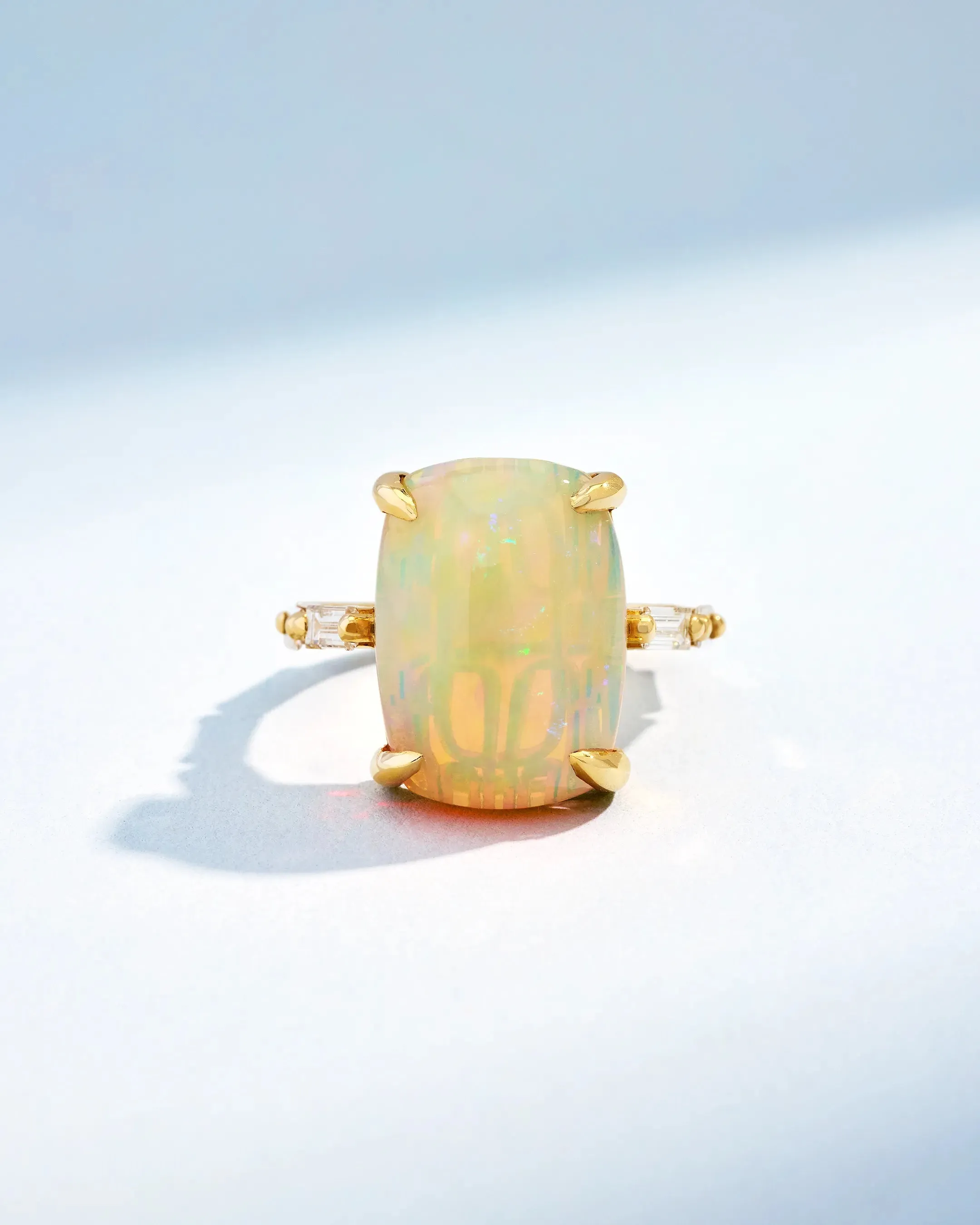 One of a Kind Cushion Cabochon Ethiopian Opal Ring