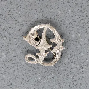 Ornate Engraved Sterling "D" Brooch