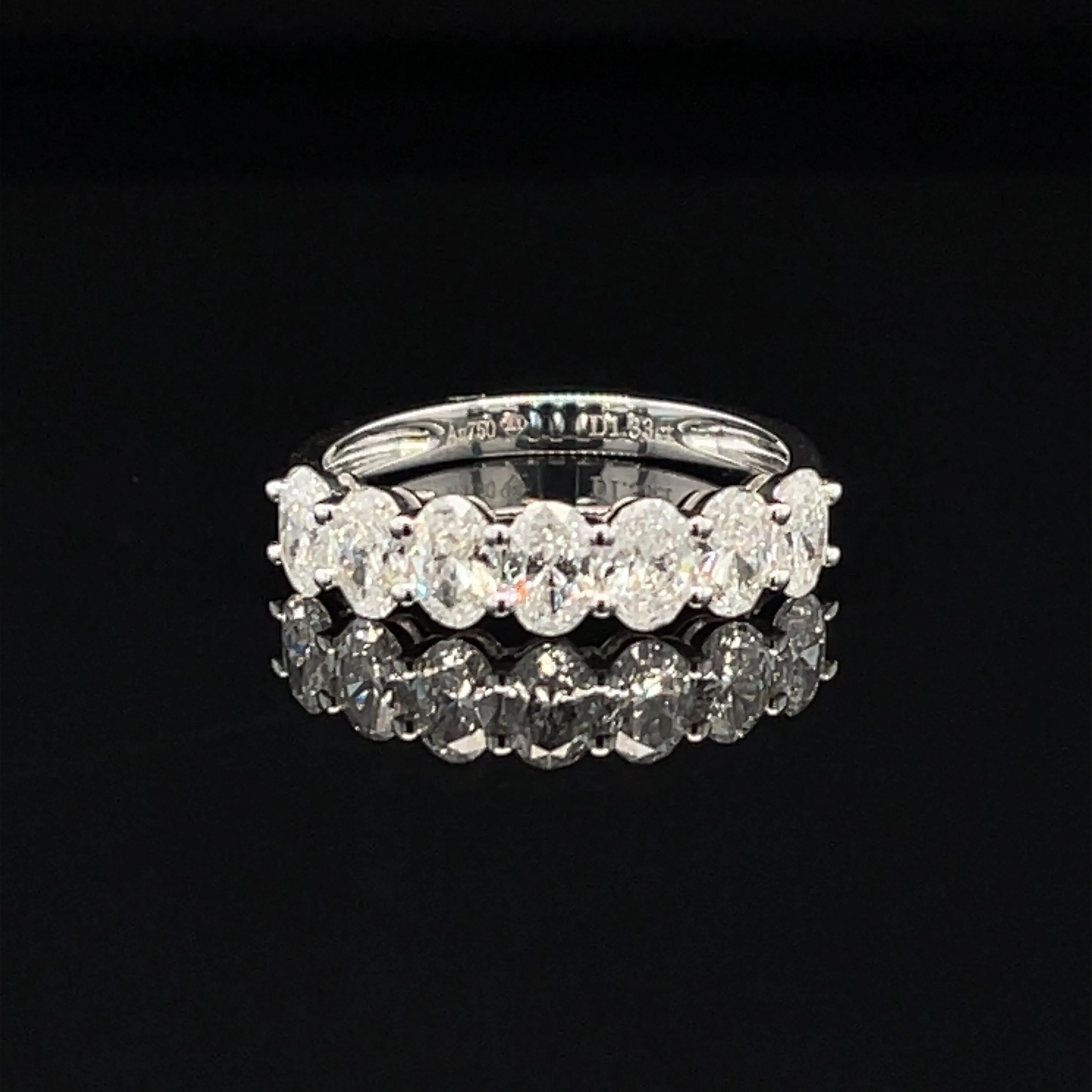 Oval Diamond 1.33ctw Single Row Wedding Band in 18k White Gold - #436 - RGDIA666926