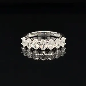 Oval Diamond 1.33ctw Single Row Wedding Band in 18k White Gold - #436 - RGDIA666926