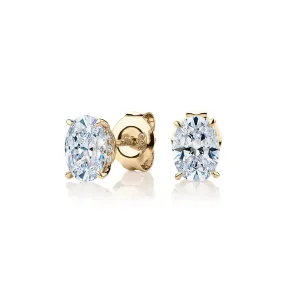 Oval stud earrings with 1.62 carats* of diamond simulants in 10 carat yellow gold