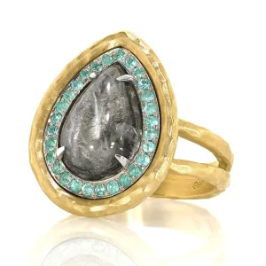 Pamela Froman "Platinum" Rutile Quartz Brazilian Paraiba Tourmaline Empress Ring