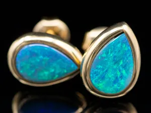 Pear Cut Opal Doublet Stud Earrings