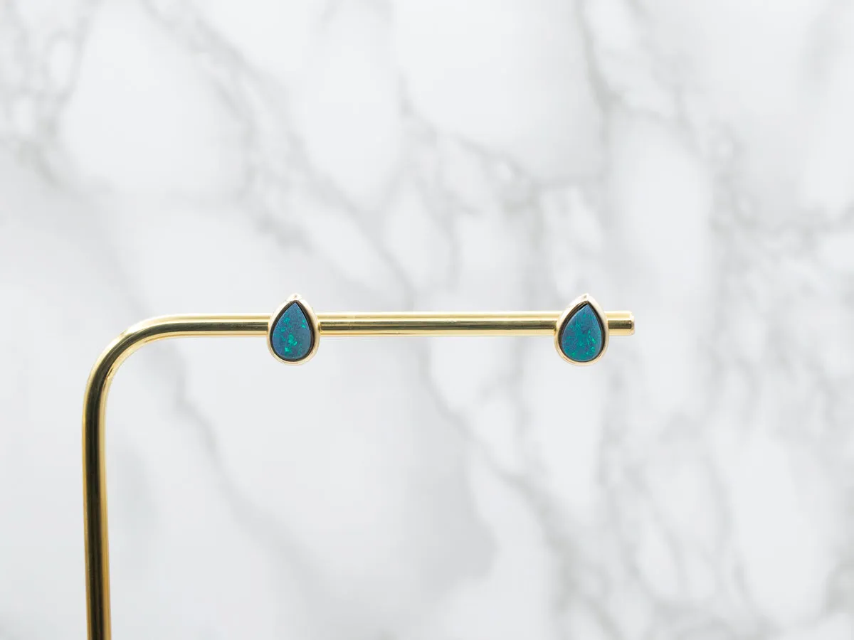 Pear Cut Opal Doublet Stud Earrings