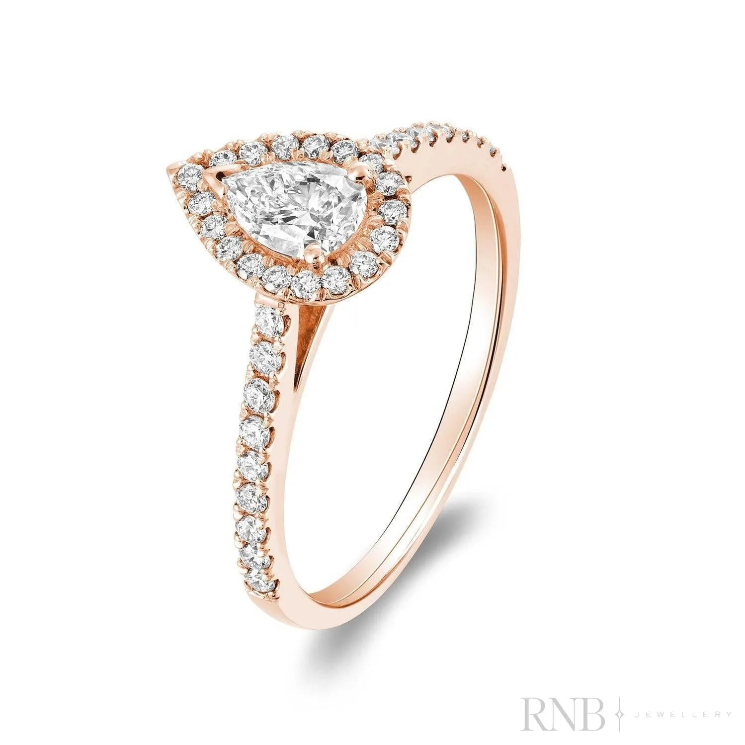 Pear Shape Halo Diamond Engagement Ring