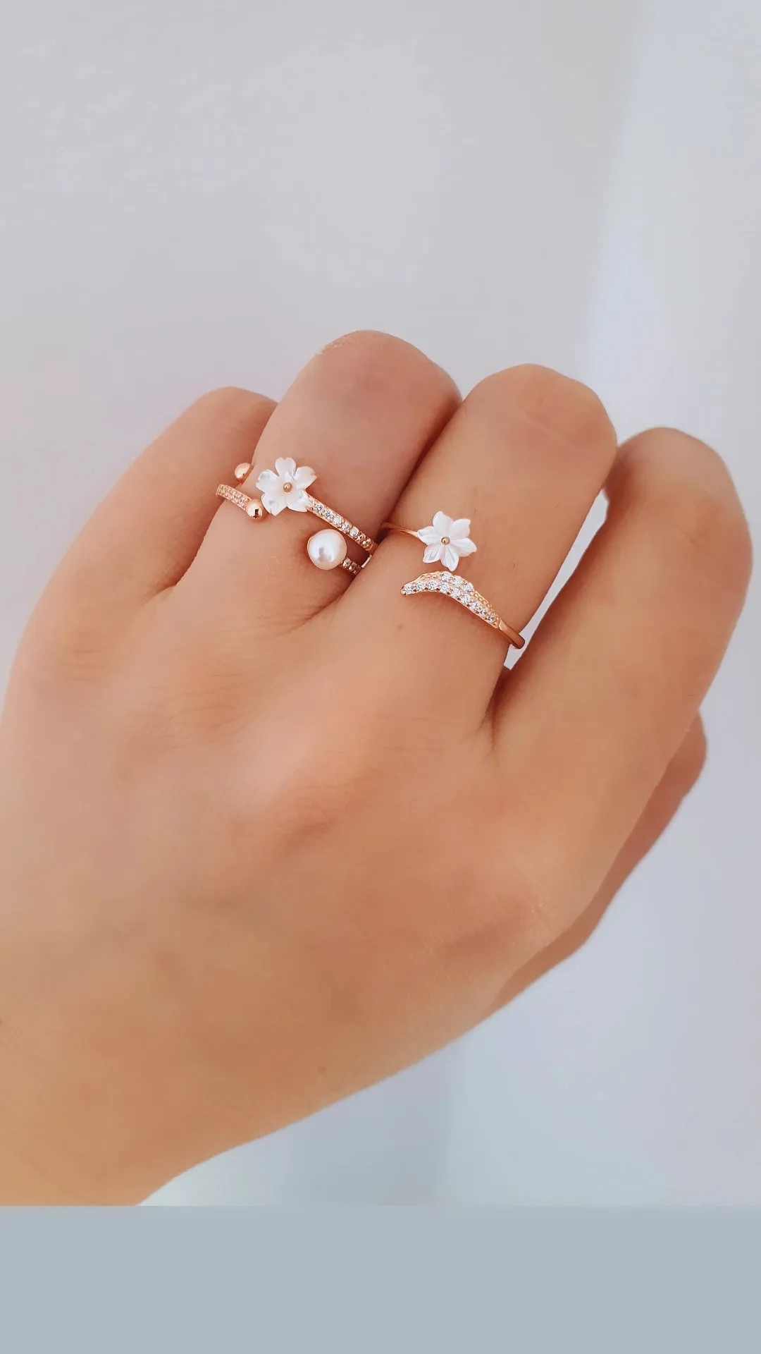 Pearl Flower Double Ring