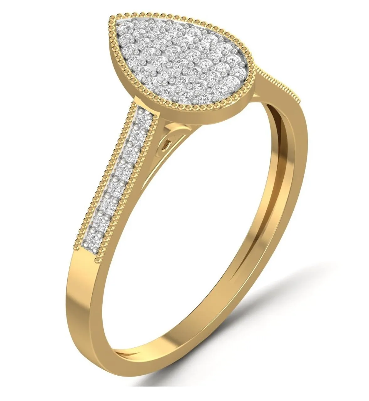 Pearl Pear Cut Diamond Engagement Ring in 18K Gold