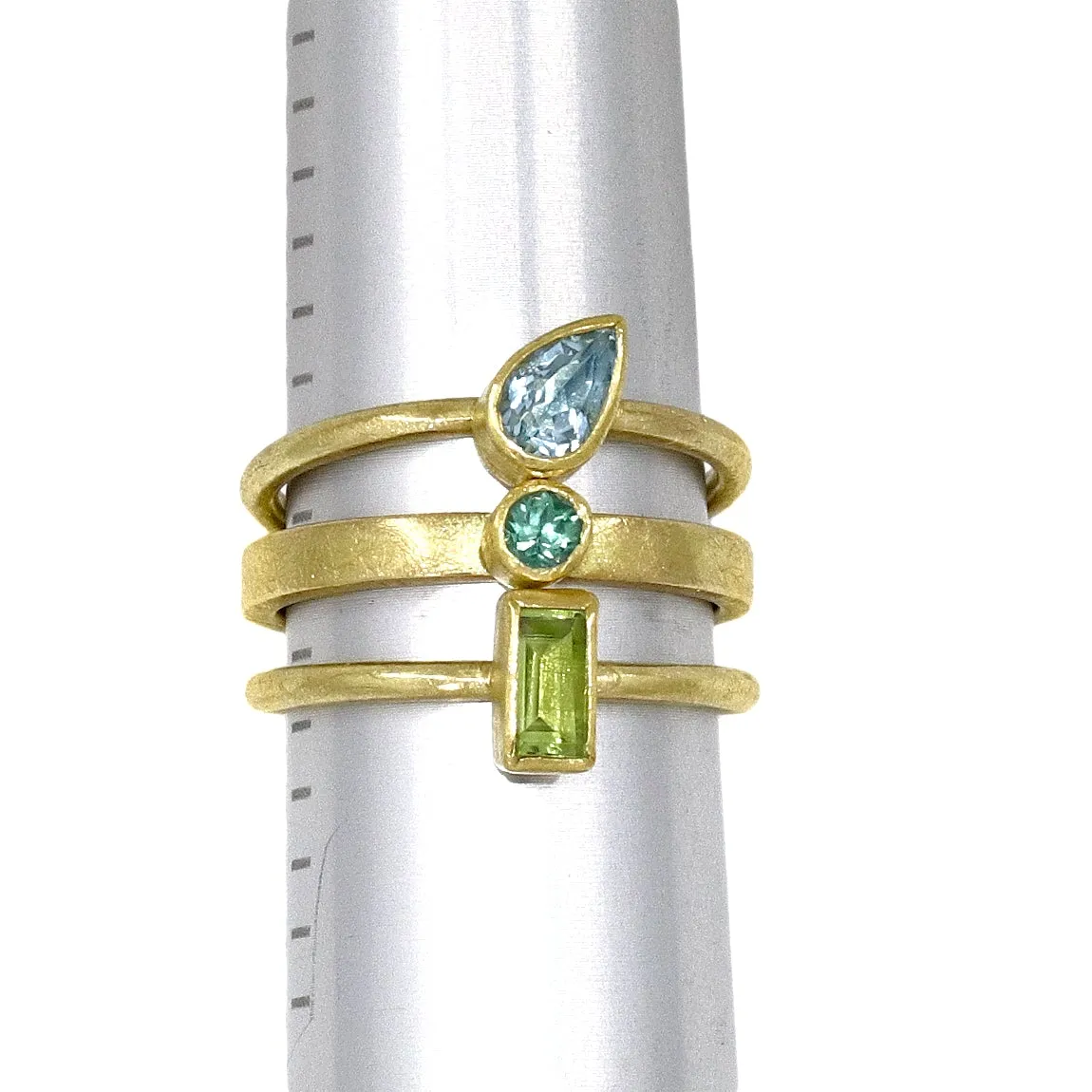 Petra Class Alexandrite White Diamond Aquamarine Peridot Gold Stacking Rings
